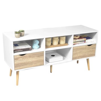 RACK TV RELAN BLANCO TOP LIVING BOLONIA CON CAJONES 117CM NÓRDICO - 8