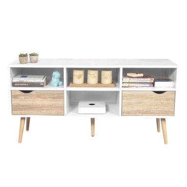 RACK TV RELAN BLANCO TOP LIVING BOLONIA CON CAJONES 117CM NÓRDICO - 9
