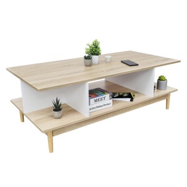 MESA CENTRO RELAN TOP LIVING BARI RECTANGULAR LATERAL NÓRDICA MADERA - 1