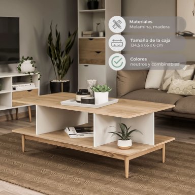 MESA CENTRO RELAN TOP LIVING BARI RECTANGULAR LATERAL NÓRDICA MADERA - 4