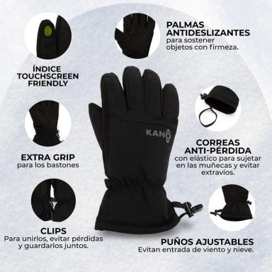 GUANTES TÉRMICOS DE NIEVE KANO SKI SNOWBOARD IMPERMEABLES - 6