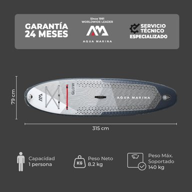 STAND UP PADDLE CON LUCES AQUA MARINA GLOW SUP INFLABLE - 4