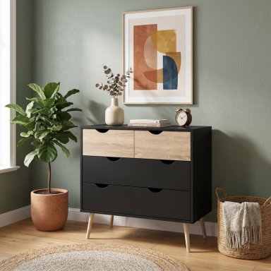 CÓMODA RELAN NEGRO VELADOR TOP LIVING ALOE CAJONERA - 2