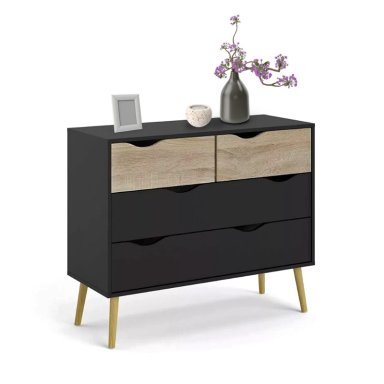 CÓMODA RELAN NEGRO VELADOR TOP LIVING ALOE CAJONERA - 8