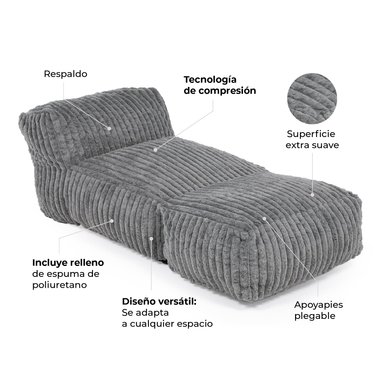 SILLÓN POUF / PUFF PLEGABLE RELAN OTTO CON APOYAPIES - 5