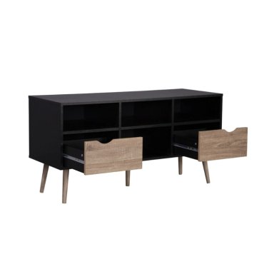 RACK DE TV TOP LIVING BOLONIA BLACK CON CAJONES NÓRDICO - 9