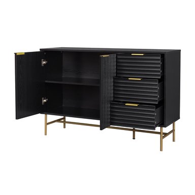 APARADOR BUFFET NEGRO DORADO TOP LIVING BROOKLYN VAJILLERO - 9