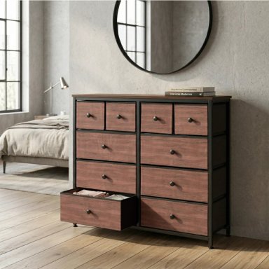 COMODA CAJONERA CON 10 CAJONES ANSHAN SIMIL MADERA Y METAL - 2