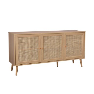 BUFFET MAUI RELAN CON 3 PUERTAS DE RATTAN  140 CM  COLOR CAFE  CLARO - 1