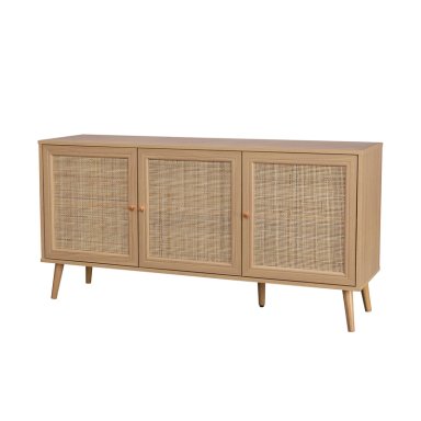 BUFFET MAUI RELAN CON 3 PUERTAS DE RATTAN  140 CM  COLOR CAFE  CLARO - 9