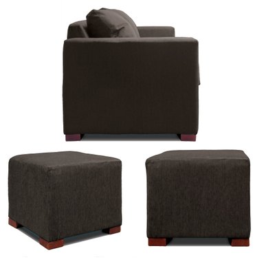 SOFA 2 CUERPOS + 2 POUF GRIS DKORA MODELO CEDRIC - 3