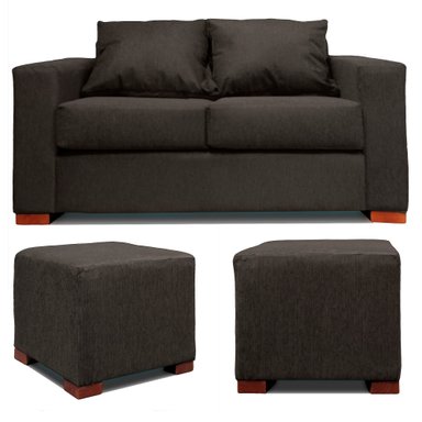 SOFA 2 CUERPOS + 2 POUF GRIS DKORA MODELO CEDRIC - 5