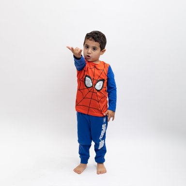 PIJAMA NIÑO MARVEL AZUL DISFRAZ SPIDERMAN TRAJE TORSO - 1