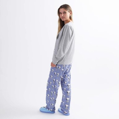 CONJUNTO PIJAMA MUJER COFFEE TIME AZUL SNOOPY - 2