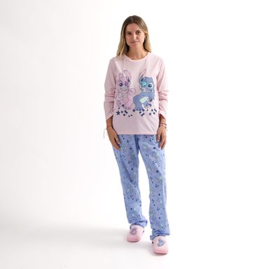 CONJUNTO PIJAMA MUJER LILO & STITCH FRIENDS ROSADO DISNEY - 1