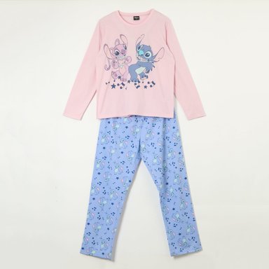 CONJUNTO PIJAMA MUJER LILO & STITCH FRIENDS ROSADO DISNEY - 3