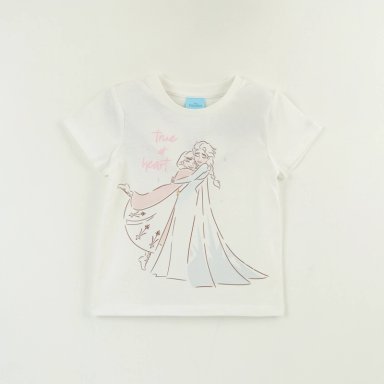 POLERA MANGA CORTA NIÑA ELSA & ANNA BLANCO FROZEN DISNEY - 1