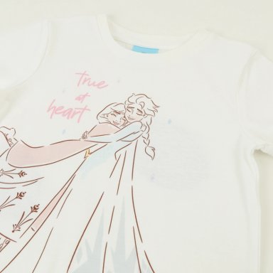 POLERA MANGA CORTA NIÑA ELSA & ANNA BLANCO FROZEN DISNEY - 3
