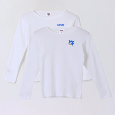 BIPACK CAMISETA ESCOLAR NIÑO MANGA LARGA BLANCO SONIC - 1