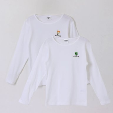 BIPACK CAMISETA ESCOLAR NIÑO MANGA LARGA BLANCO MINECRAFT - 1