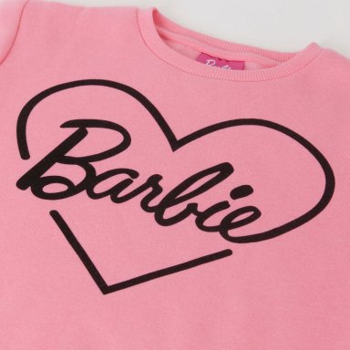 POLERON CERRADO NIÑA CORAZON ROSADO BARBIE - 3