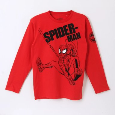 POLERA MANGA LARGA NIÑO SPIDERMAN EN ACCION ROJO MARVEL - 1