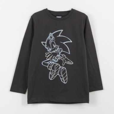 POLERA MANGA LARGA NIÑO DISEÑO LINEAL GRIS SONIC - 1