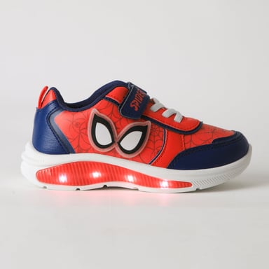 ZAPATILLA LUCES NIÑO VELCRO SPIDERMAN OJOS ROJO MARVEL - 1