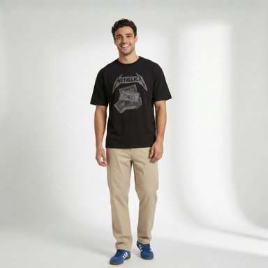 POLERA MANGA CORTA HOMBRE CASSETE NEGRO METALLICA - 1
