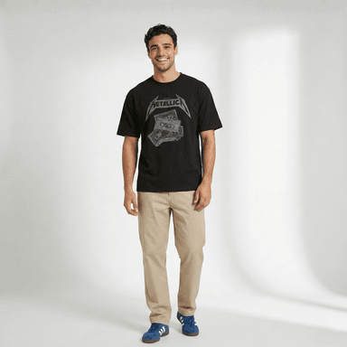 POLERA MANGA CORTA HOMBRE CASSETE NEGRO METALLICA - 1