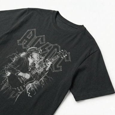 POLERA MANGA CORTA HOMBRE GUITARRA GRIS ACDC - 2