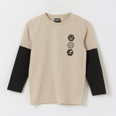 POLERA DOBLE MANGA NIÑO BACK PRINT BEIGE SONIC - 1