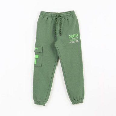 PANTALON DE BUZO NIÑO CARGO VERDE MINECRAFT - 1
