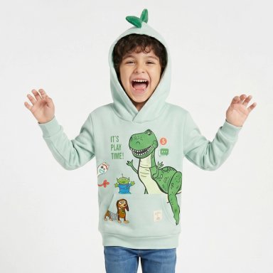 POLERON CERRADO NIÑO HOODIE REX TOY STORY VERDE DISNEY - 1