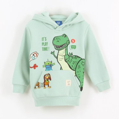 POLERON CERRADO NIÑO HOODIE REX TOY STORY VERDE DISNEY - 2