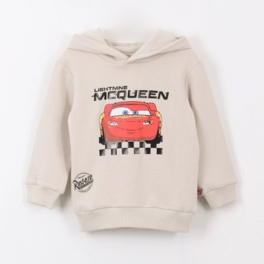 POLERÓN DISNEY CERRADO NIÑO HOODIE RAYO MCQUEEN CARS BEIGE - 1