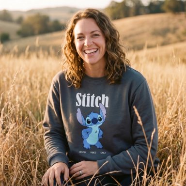 POLERON CERRADO MUJER LILO & STITCH NEGRO DISNEY - 2