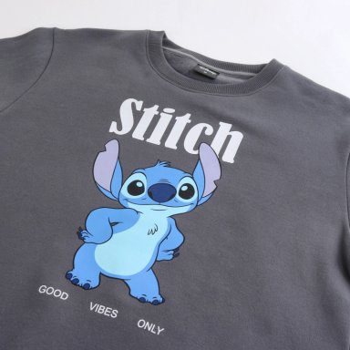 POLERON CERRADO MUJER LILO & STITCH NEGRO DISNEY - 5