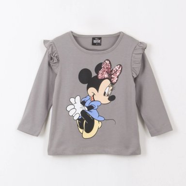 POLERA MANGA LARGA NIÑA VUELOS MINNIE MOUSE GRIS DISNEY - 1