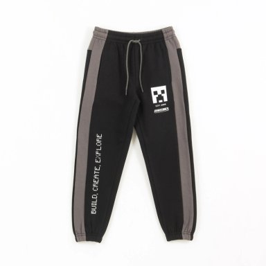 PANTALON DE BUZO NIÑO BANDA LATERAL NEGRO MINECRAFT - 1