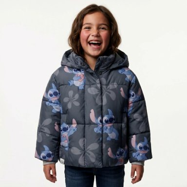 PARKA NIÑA FULL PRINT LILO & STITCH GRIS DISNEY - 1
