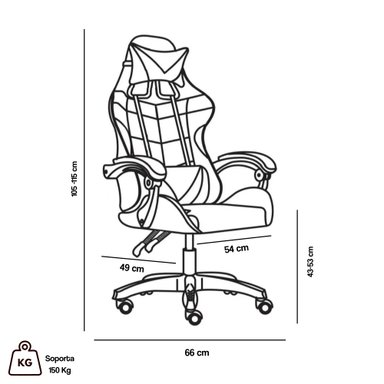 Silla Gamer Tokio - Ergonómica y Reclinable en Color Gris para la Mejor Experiencia de Juego - 8