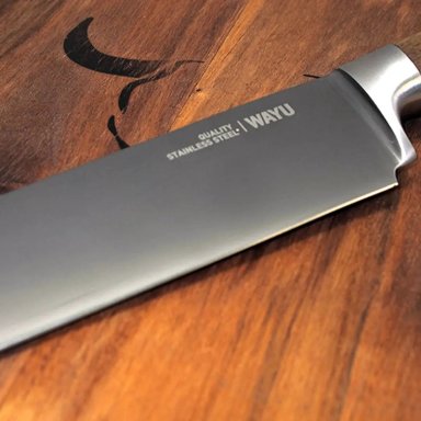 CUCHILLO CARNICERO WAYU MANGO DE MADERA ACACIA - 3