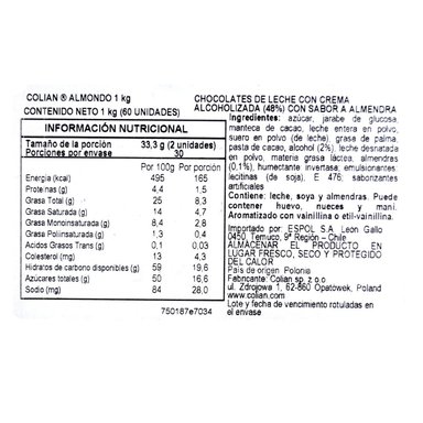CHOCOLATES GOPLANA CAJA 1 KG BOMBON SABOR ALMENDRA - 6