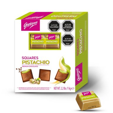 CHOCOLATES GOPLANA CAJA 1 KG BOMBON SABOR PISTACHO - 1