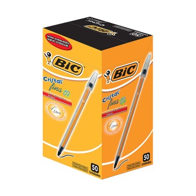 LÁPIZ PASTA BIC NEGRO PUNTA FINA CAJA 50 UNIDADES - 1