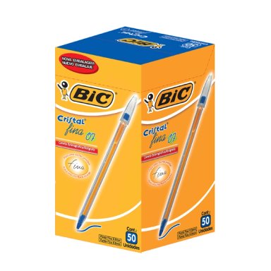 LÁPIZ PASTA BIC AZUL PUNTA FINA CAJA 50 UNIDADES - 1