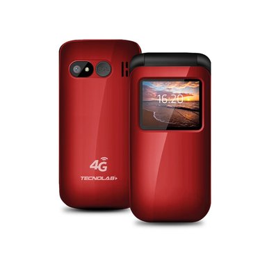 CELULAR SENIOR TECNOLAB SHELL SOS 4G 1.77 PULGADAS ROJO - 1