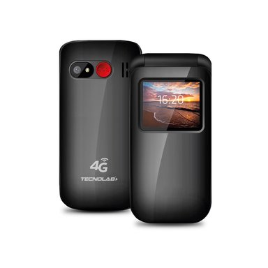 CELULAR SENIOR TECNOLAB SHELL SOS 4G 1.77 PULGADAS NEGRO - 1