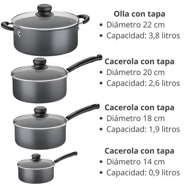 BATERIA DE COCINA JUEGO DE OLLAS TRAMONTINA 18 PIEZAS GRIS - 4